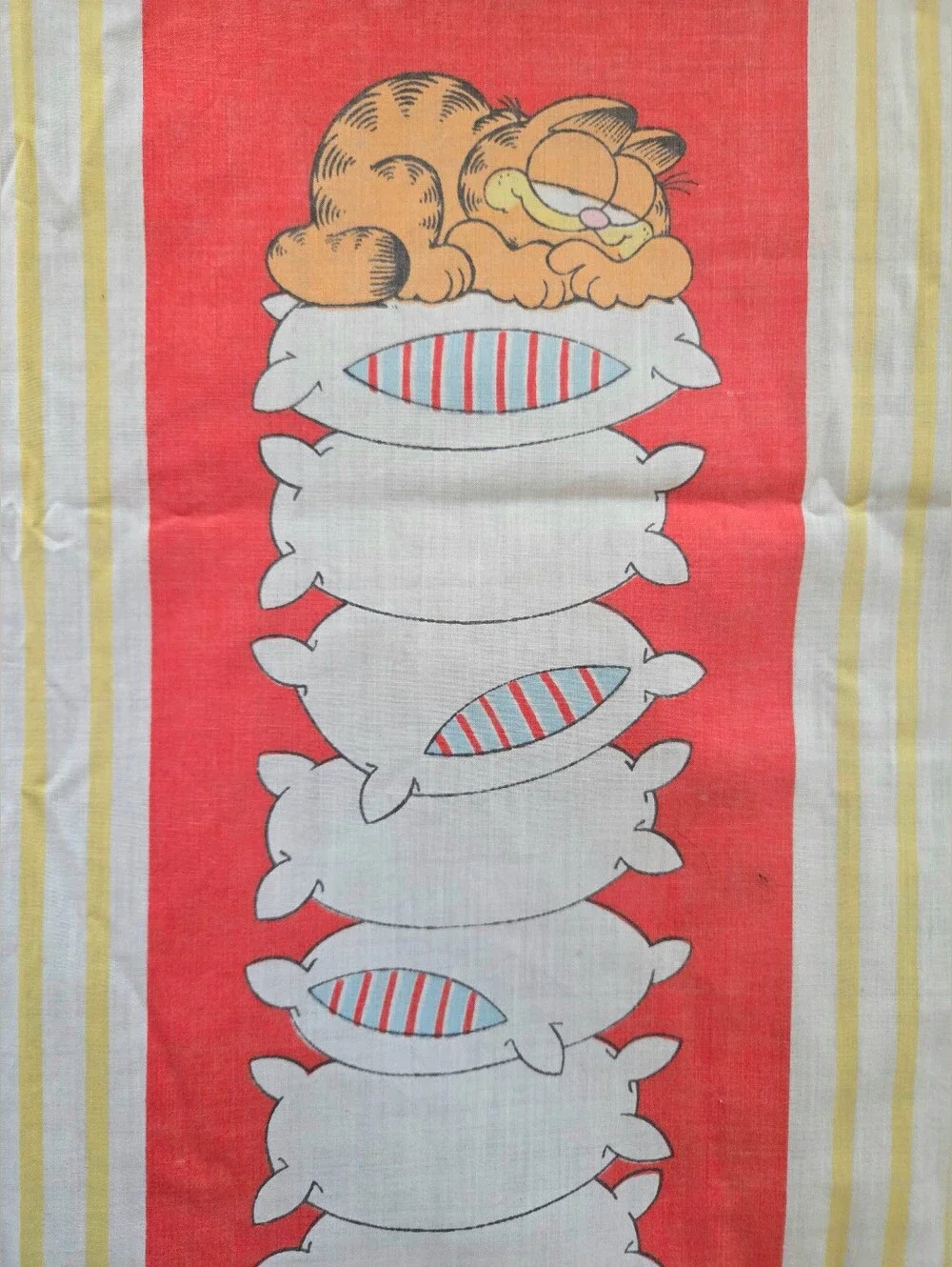 Vtg Garfield 1978 Twin Flat & Fitted Sheet Set Striped Burlington Caress No Iron